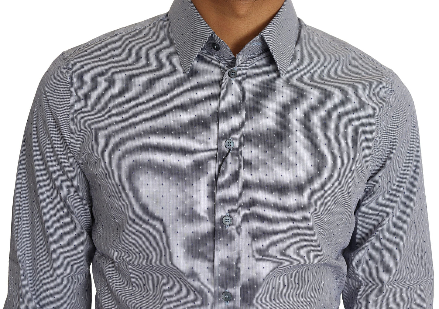 Dolce &amp; Gabbana Grey Dotted Semi Fitted Formal SICILIA Shirt