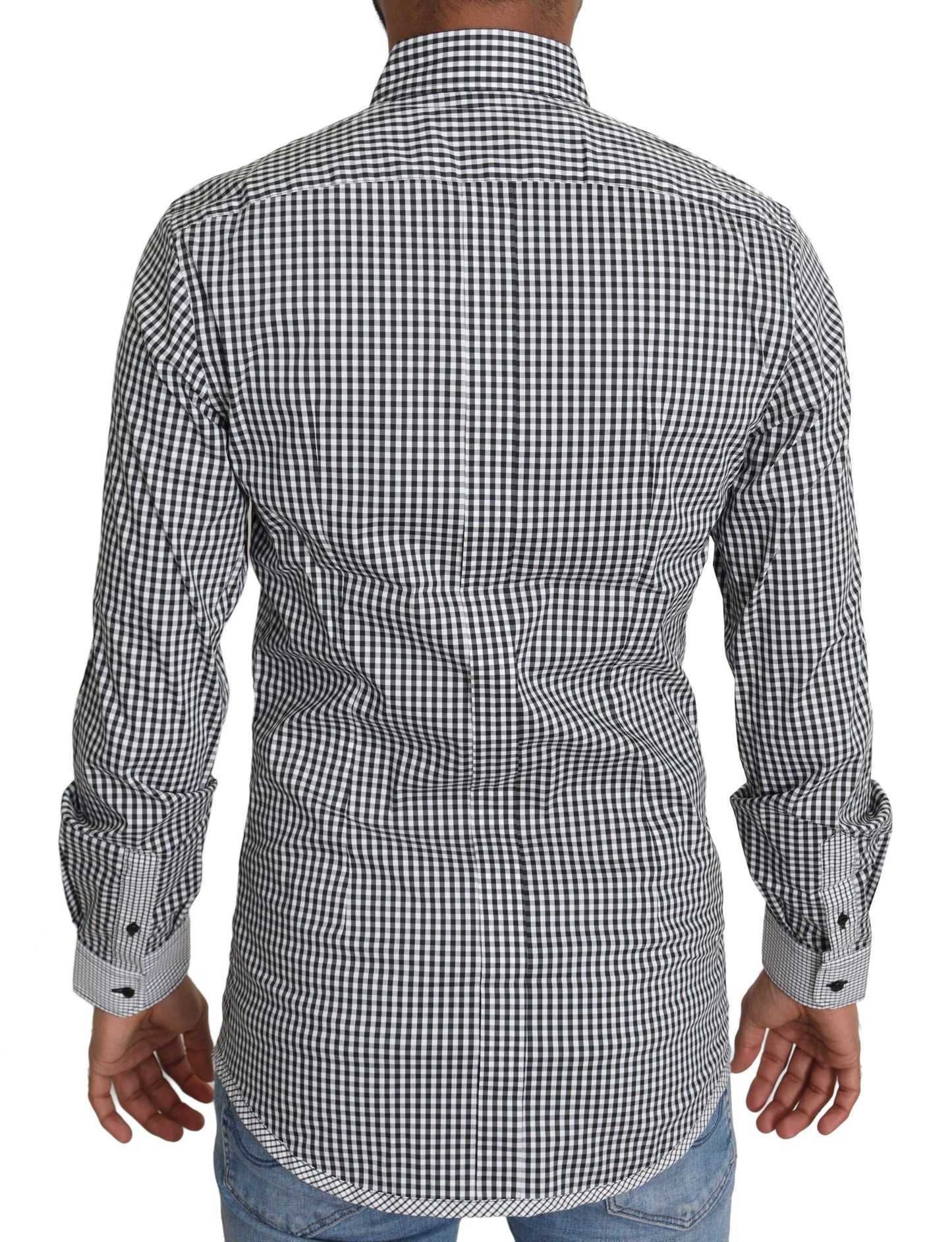 Dolce &amp; Gabbana Black White Checkered Casual Shirt