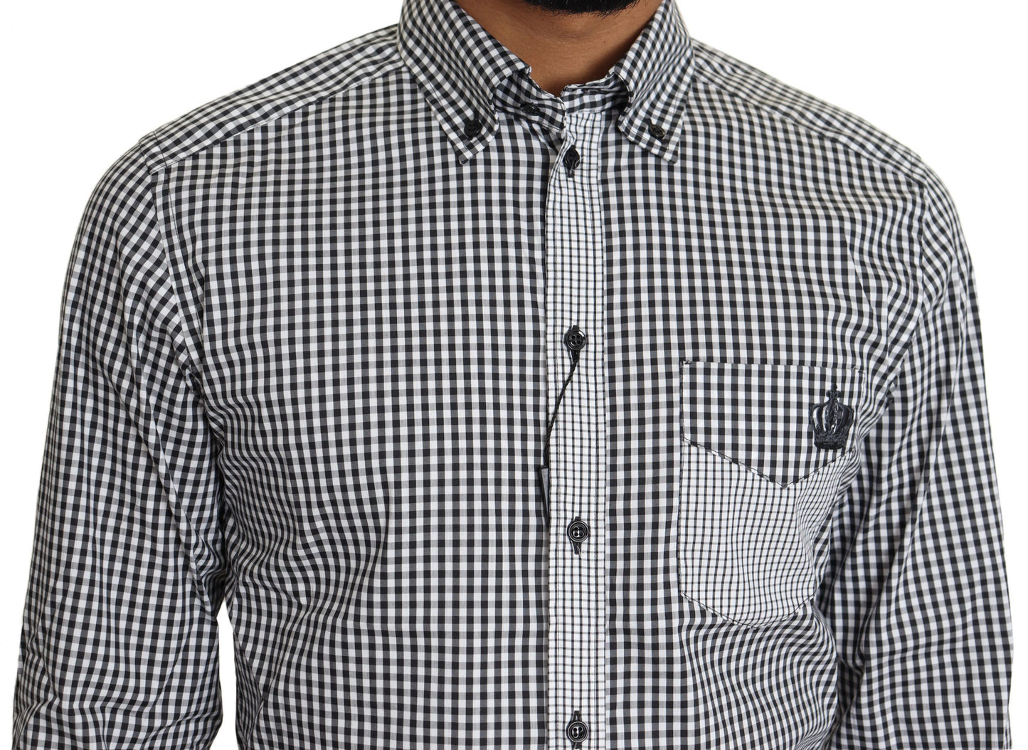 Dolce &amp; Gabbana Black White Checkered Casual Shirt