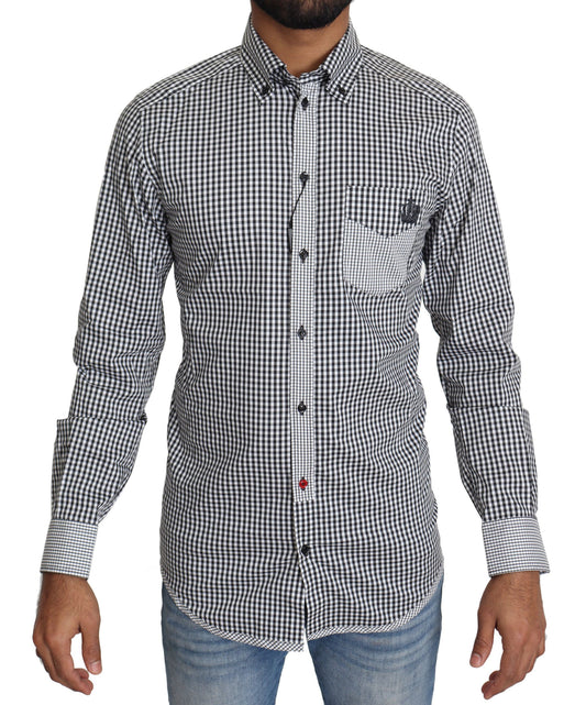 Dolce &amp; Gabbana Black White Checkered Casual Shirt