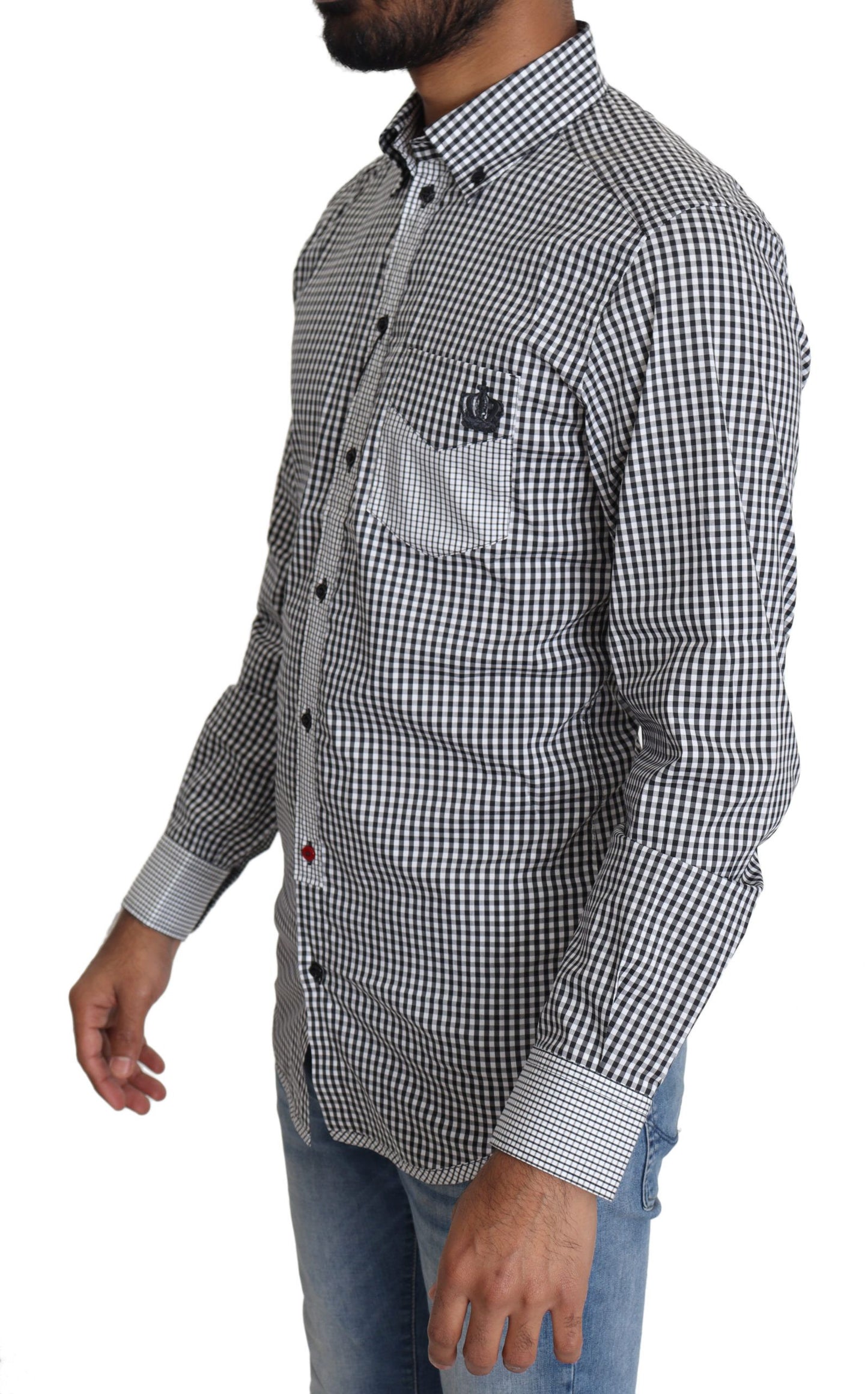 Dolce &amp; Gabbana Black White Checkered Casual Shirt