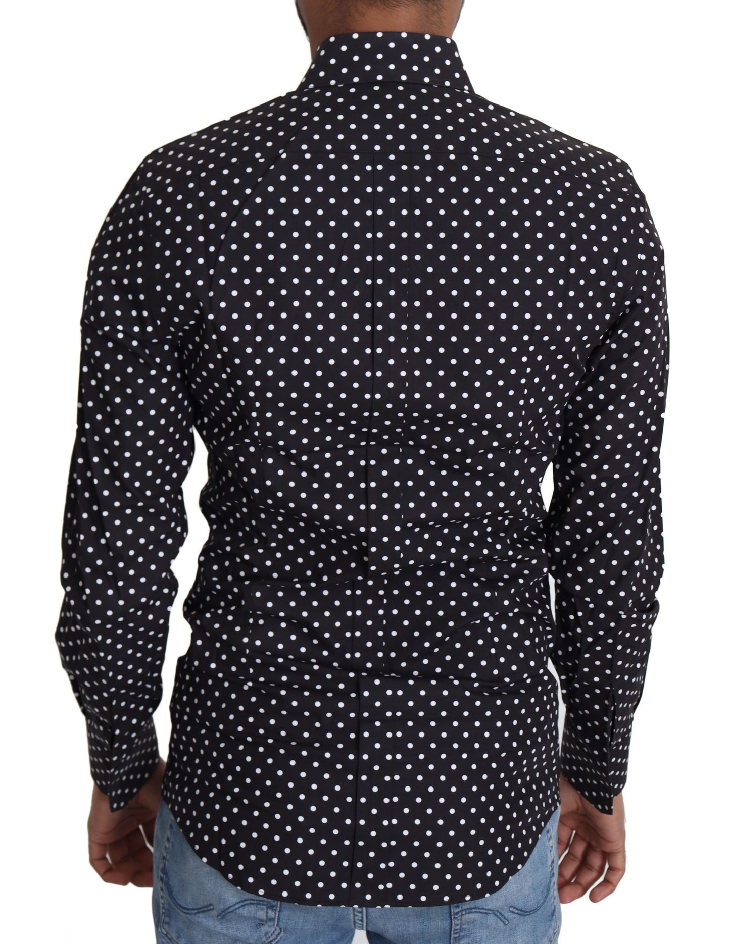 Dolce &amp; Gabbana Black White Polka Dots Casual Shirt