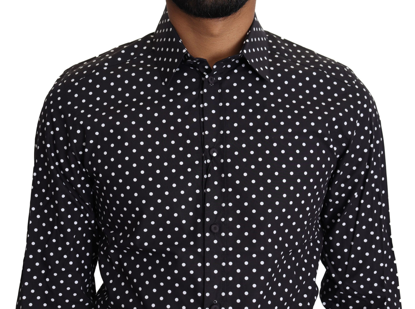 Dolce &amp; Gabbana Black White Polka Dots Casual Shirt