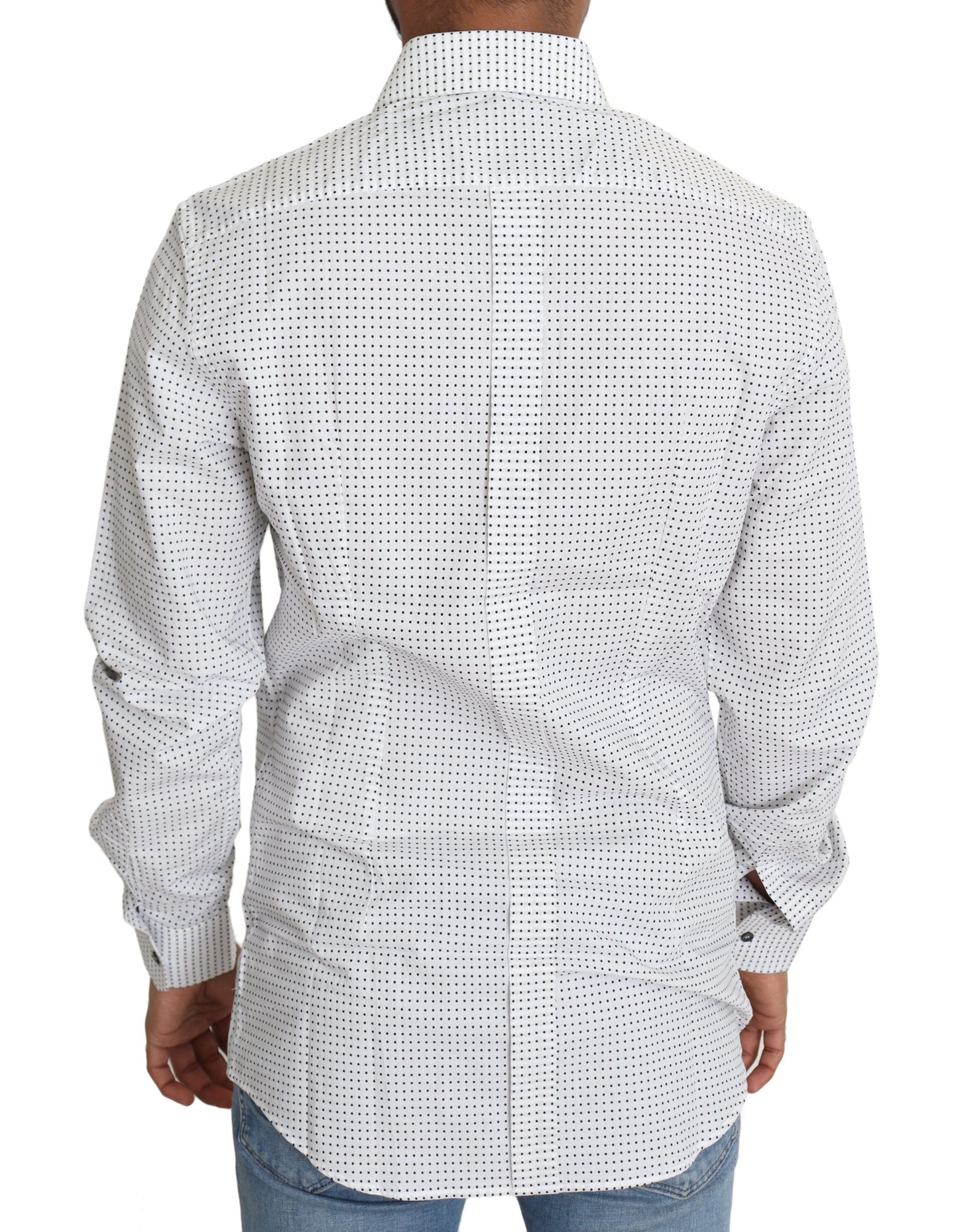 Dolce &amp; Gabbana Black White Polka Dots Dress Shirt