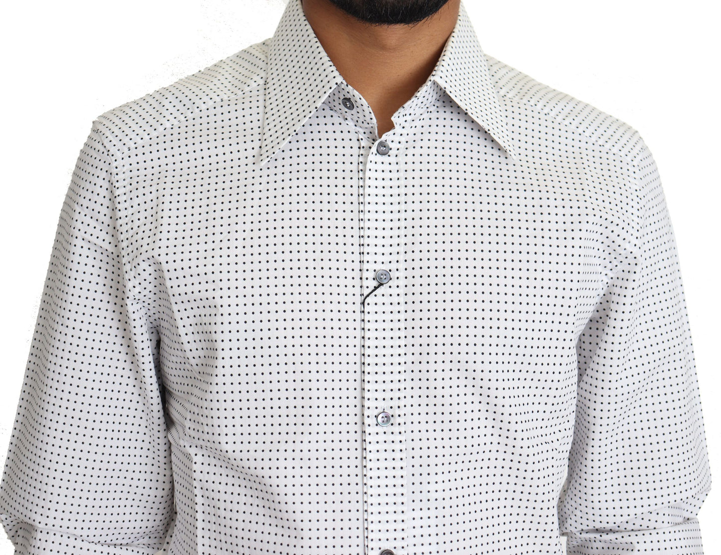 Dolce &amp; Gabbana Black White Polka Dots Dress Shirt