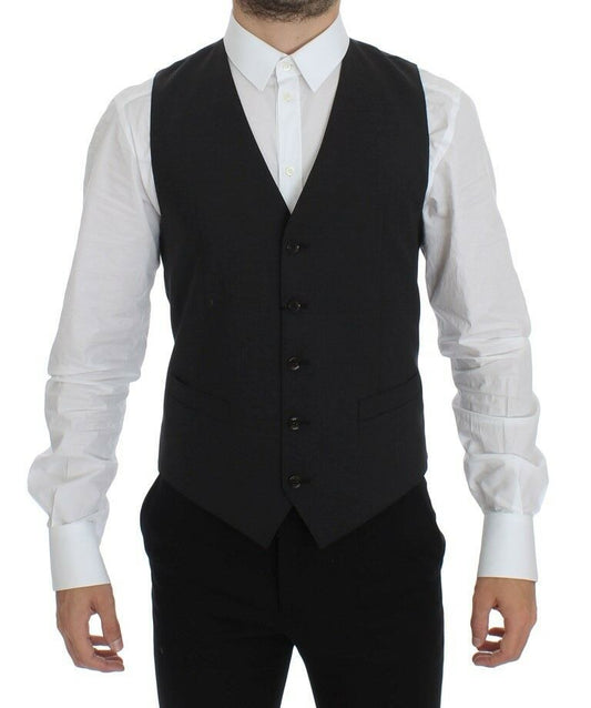 Dolce & Gabbana Elegant Gray Wool Blend Dress Vest