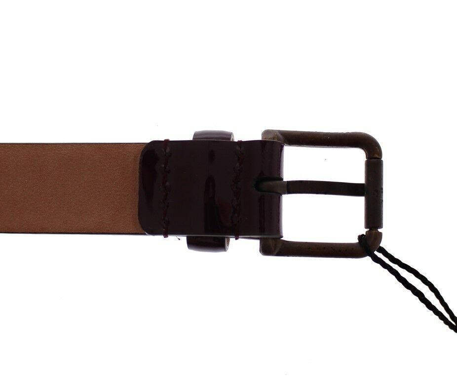 Dolce &amp; Gabbana Purple Leather Logo Cintura Gürtel Belt