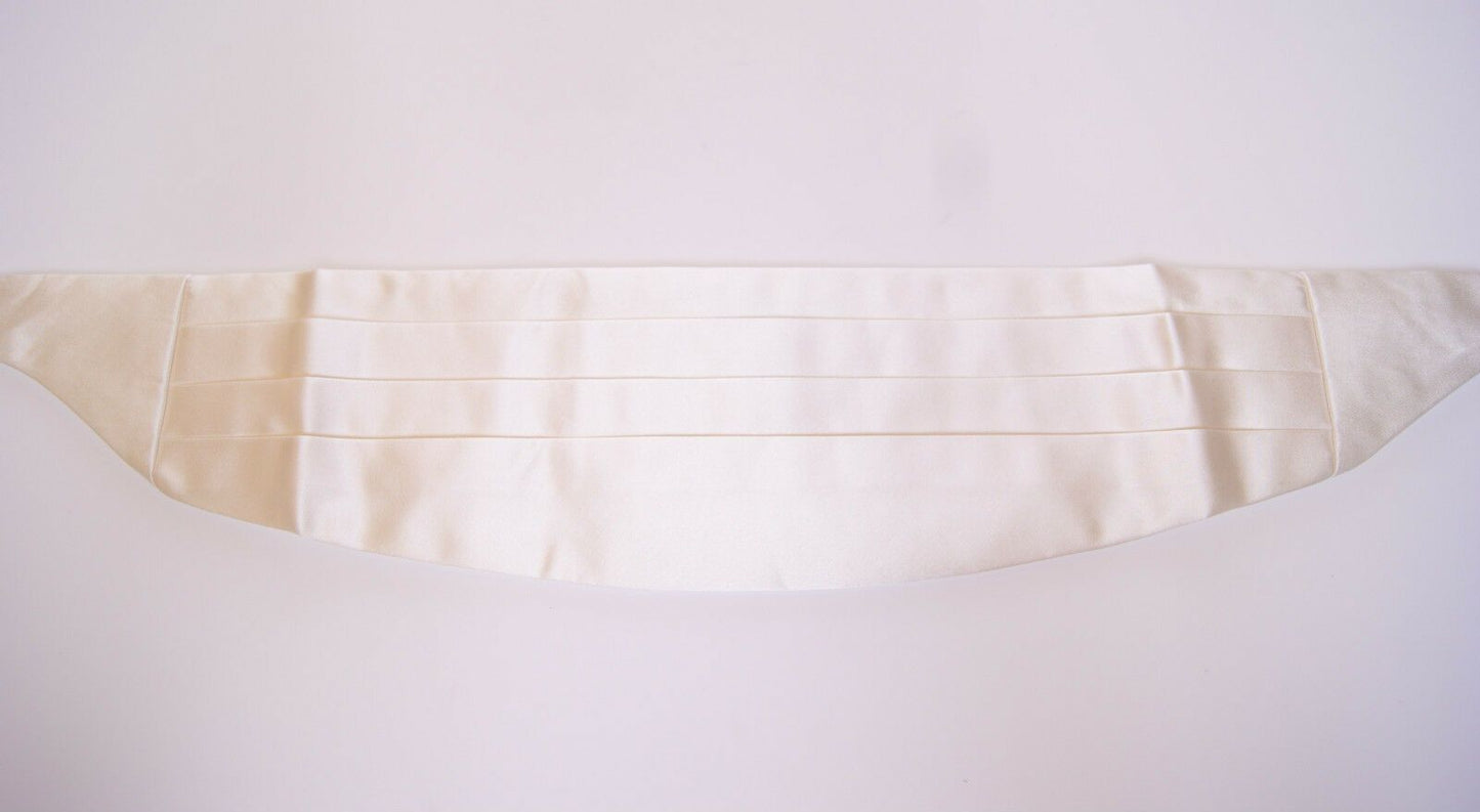 Dolce &amp; Gabbana White Waist Tuxedo Smoking Belt Cummerbund