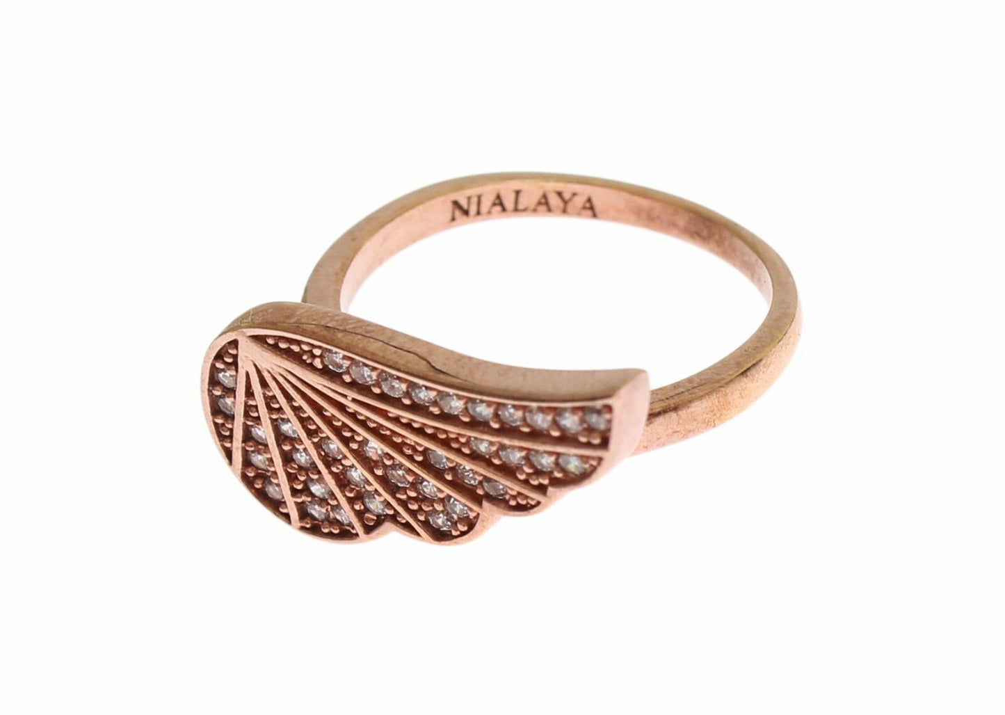 Nialaya Pink Gold 925 Silber Damenring mit klarem CZ