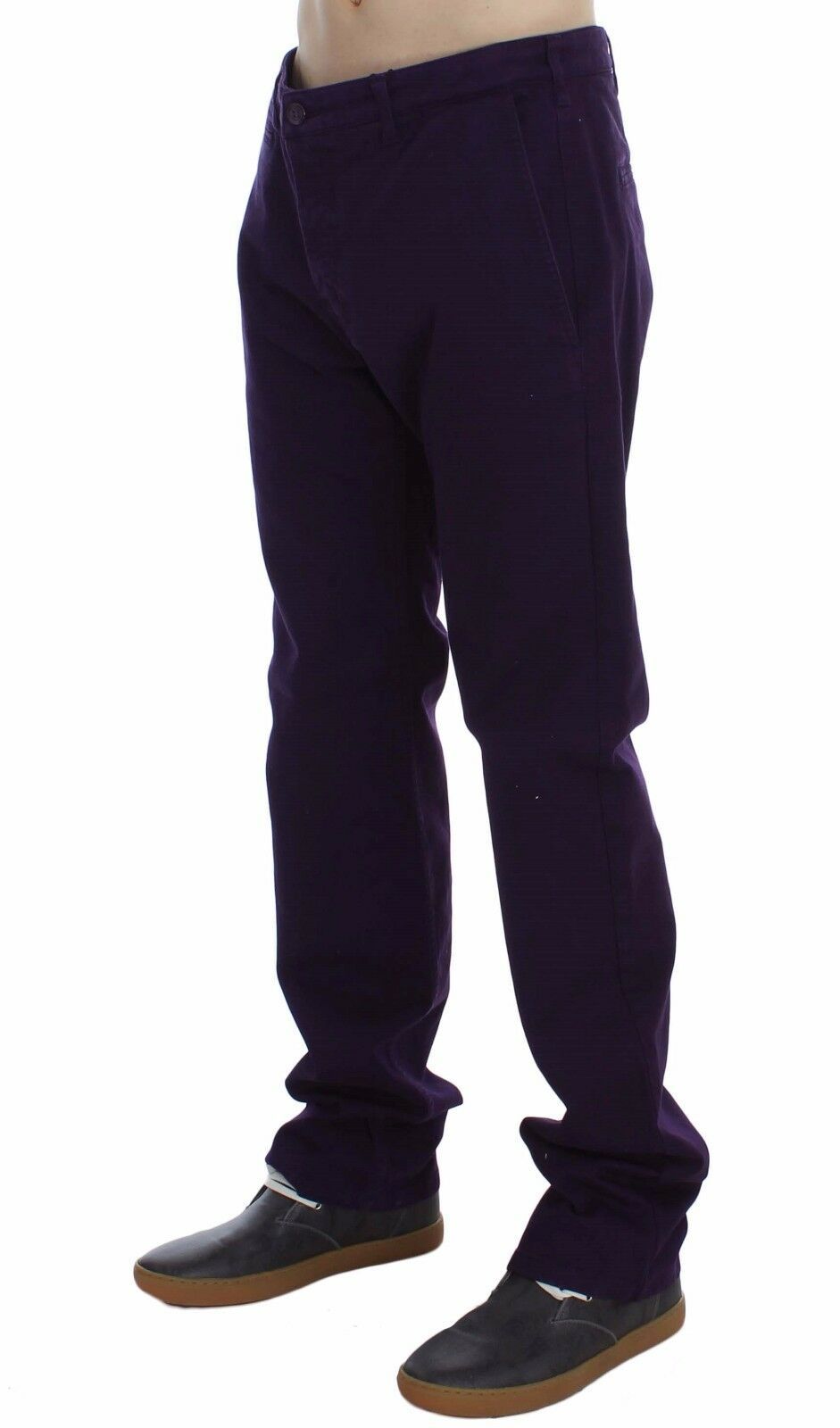 GF Ferre Purple Cotton Stretch Slim Chinos