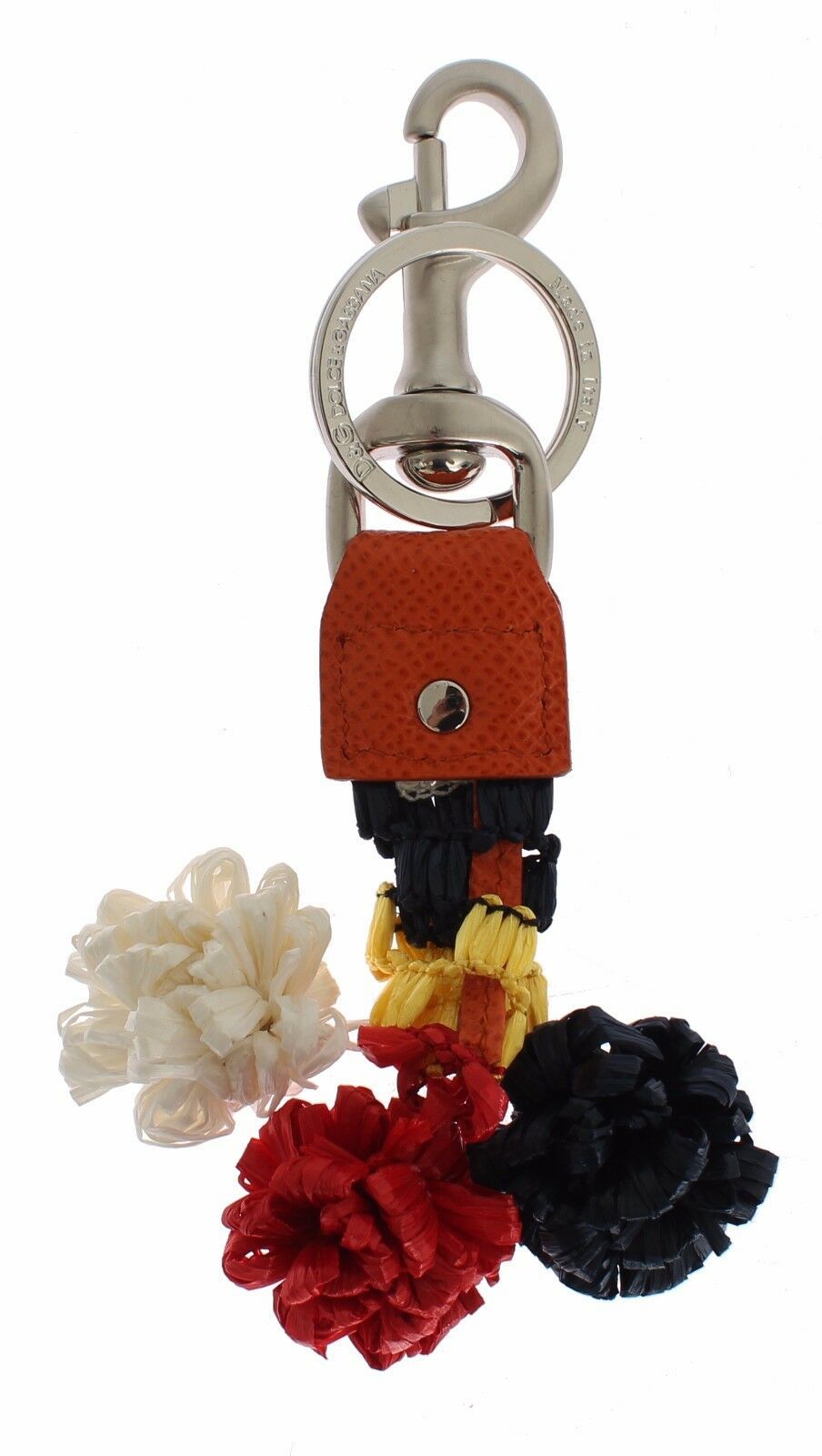 Dolce &amp; Gabbana Multicolor Raffia Leather Clasp Finder Chain Keyring