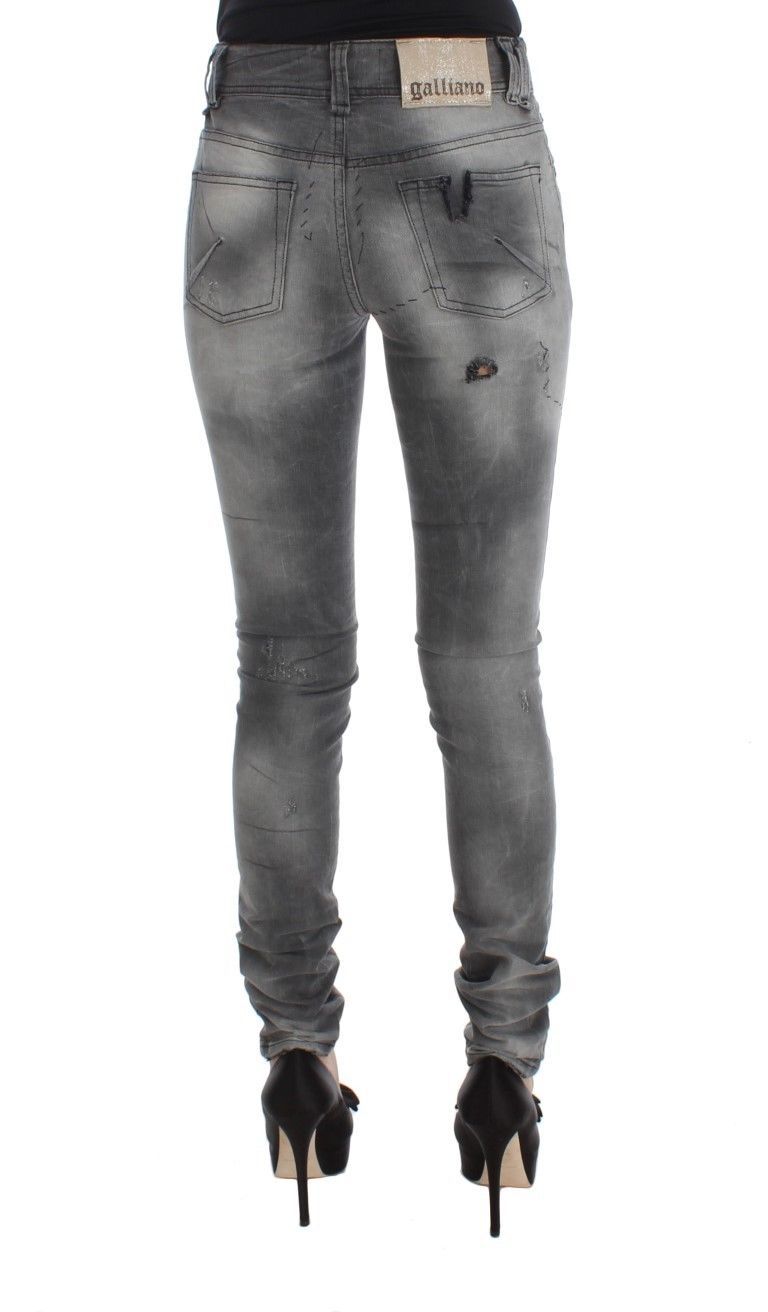 John Galliano Slim Fit Denim-Jeanshose aus Baumwollmischung in grauer Waschung