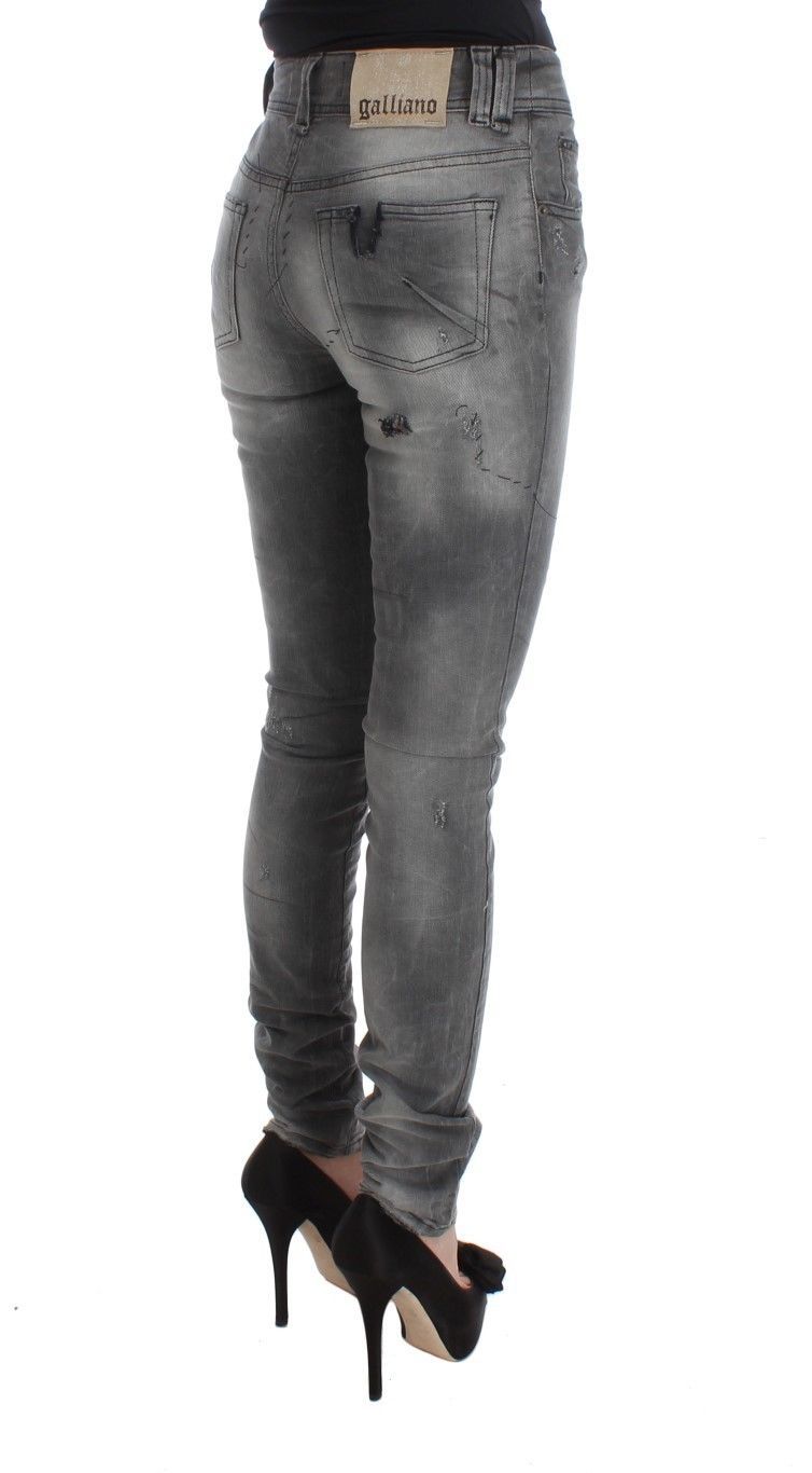 John Galliano Slim Fit Denim-Jeanshose aus Baumwollmischung in grauer Waschung