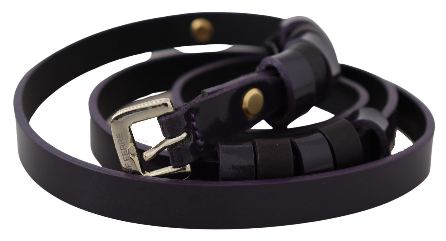 GF Ferre Black Leather Manipis na Gintong Metal Chrome Buckle Belt