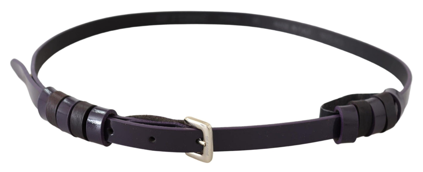 GF Ferre Black Leather Manipis na Gintong Metal Chrome Buckle Belt