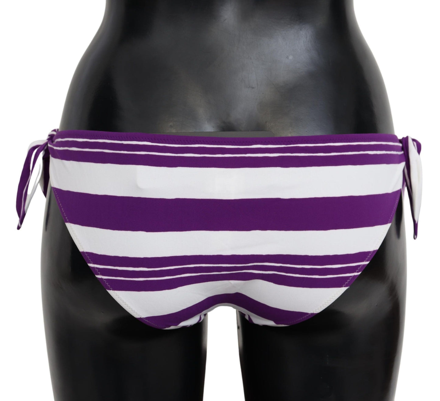 Dolce &amp; Gabbana Purple White Stripes Beachwear Bikini Bottom