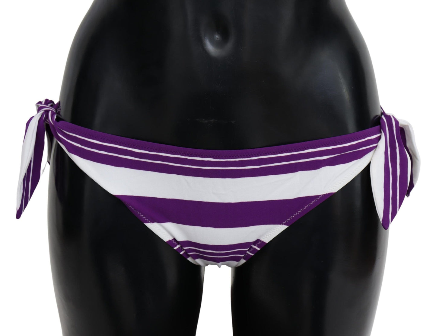 Dolce &amp; Gabbana Purple White Stripes Beachwear Bikini Bottom