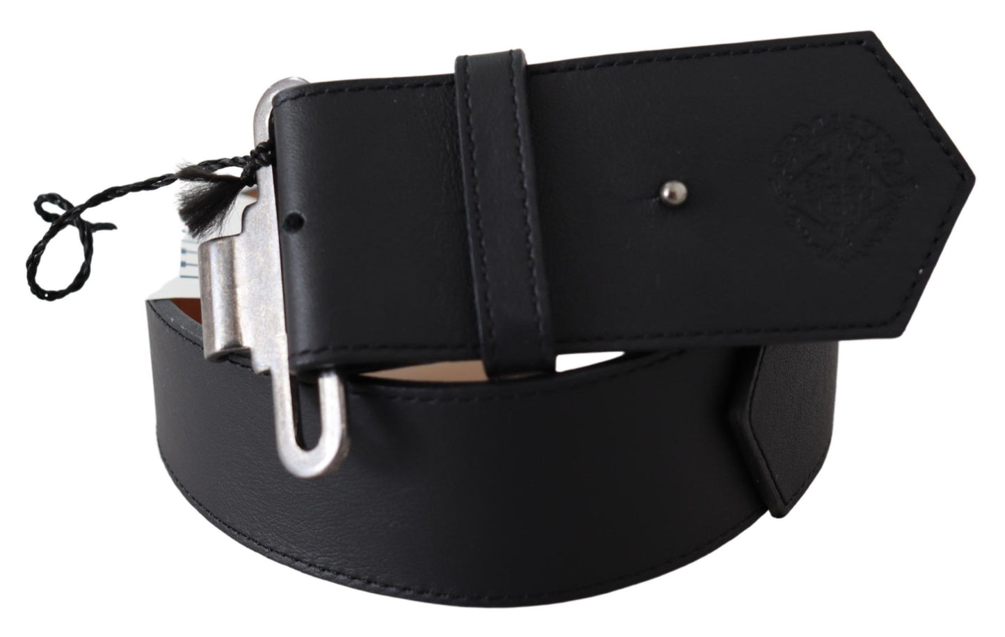 Ermanno Scervino Black Leather Vintage Military Buckle Waist Belt