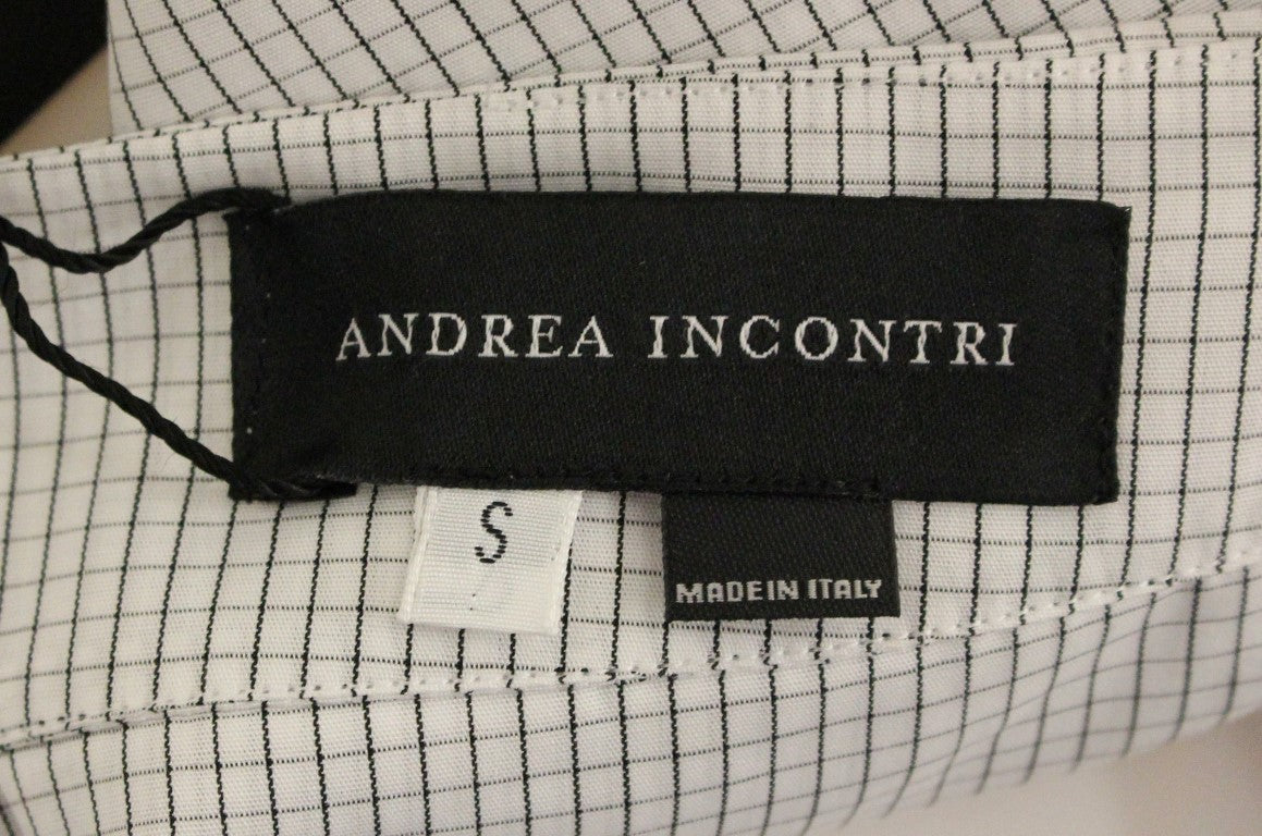 Andrea Incontri Weiß karierte Stretch-Baumwollshorts