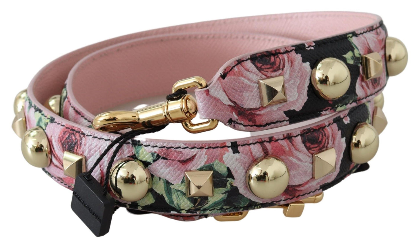 Dolce &amp; Gabbana Pink Floral Gold Studs Taschenzubehör Schultergurt