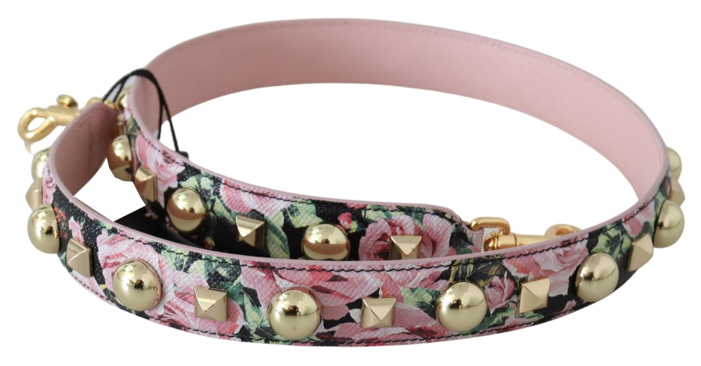 Dolce &amp; Gabbana Pink Floral Gold Studs Taschenzubehör Schultergurt