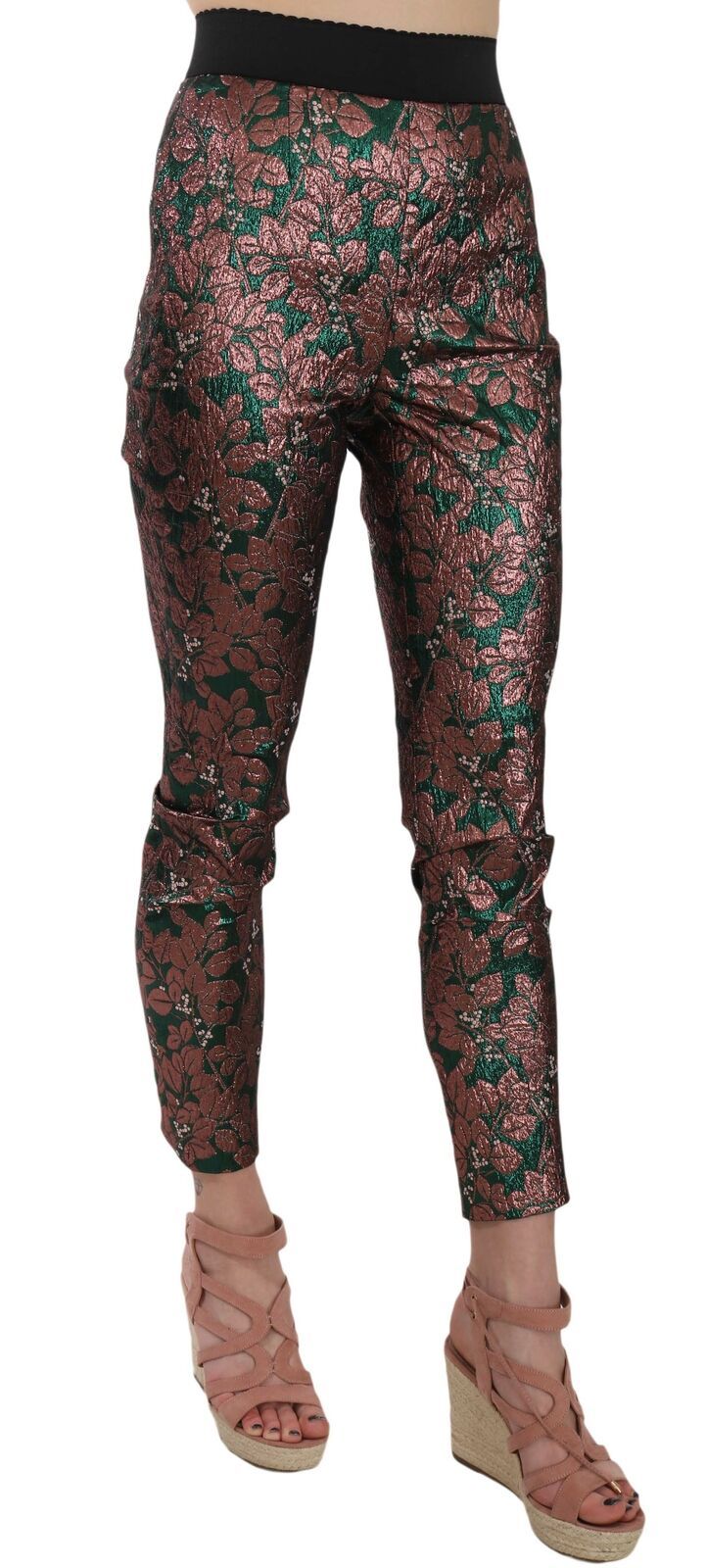 Dolce &amp; Gabbana Multicolor Iridescent Brocade Jacquard Trousers Crop Pants