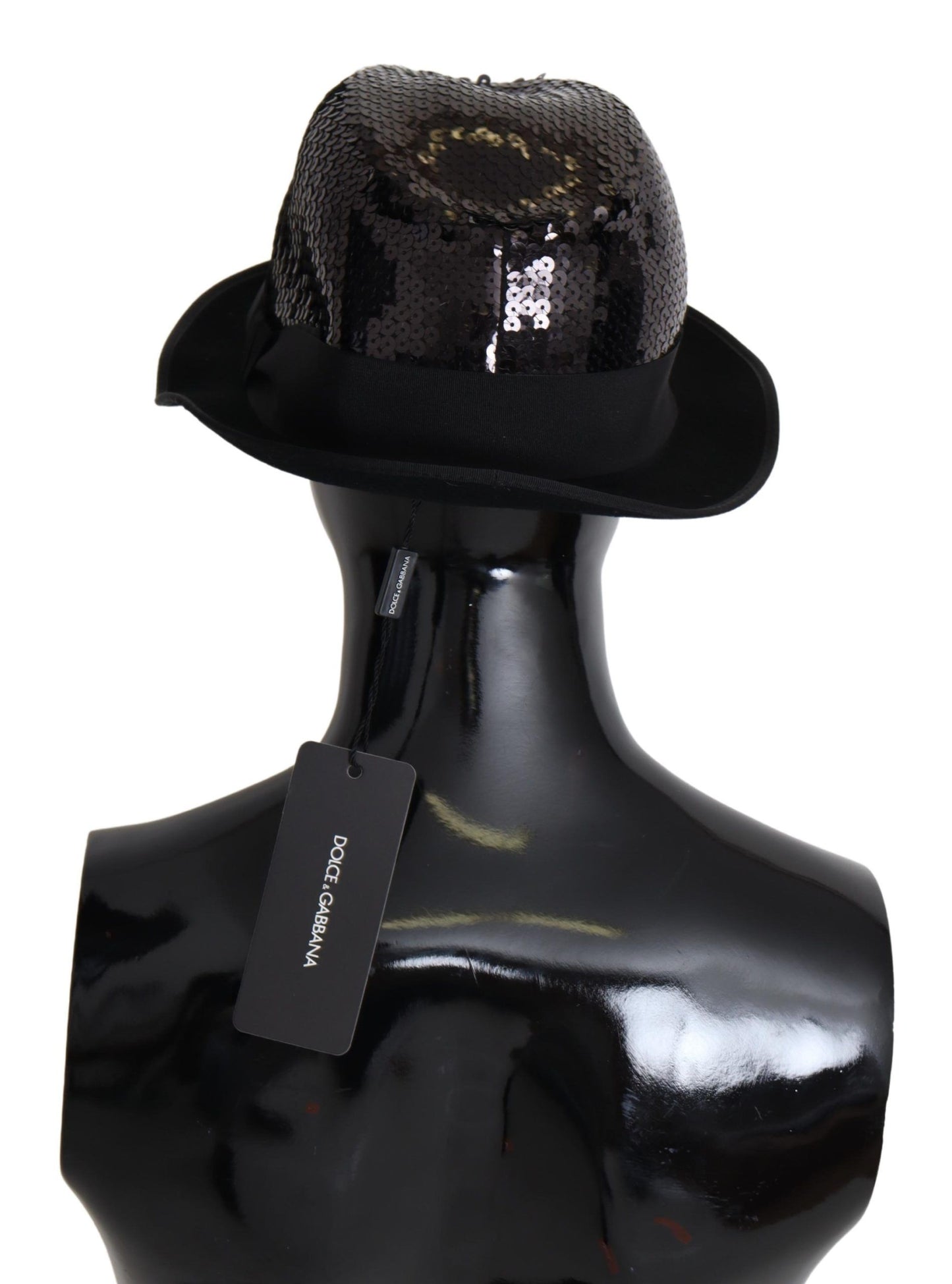 Dolce &amp; Gabbana Black Polyester Sequin Women Fedora Capello Hat