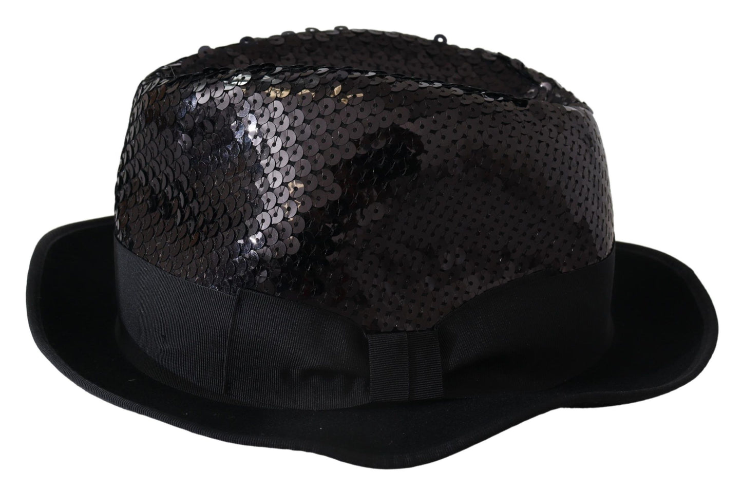 Dolce &amp; Gabbana Black Polyester Sequin Women Fedora Capello Hat