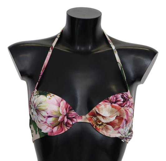 Dolce &amp; Gabbana Multicolor Floral Swimsuit Beachwear Bikini Tops