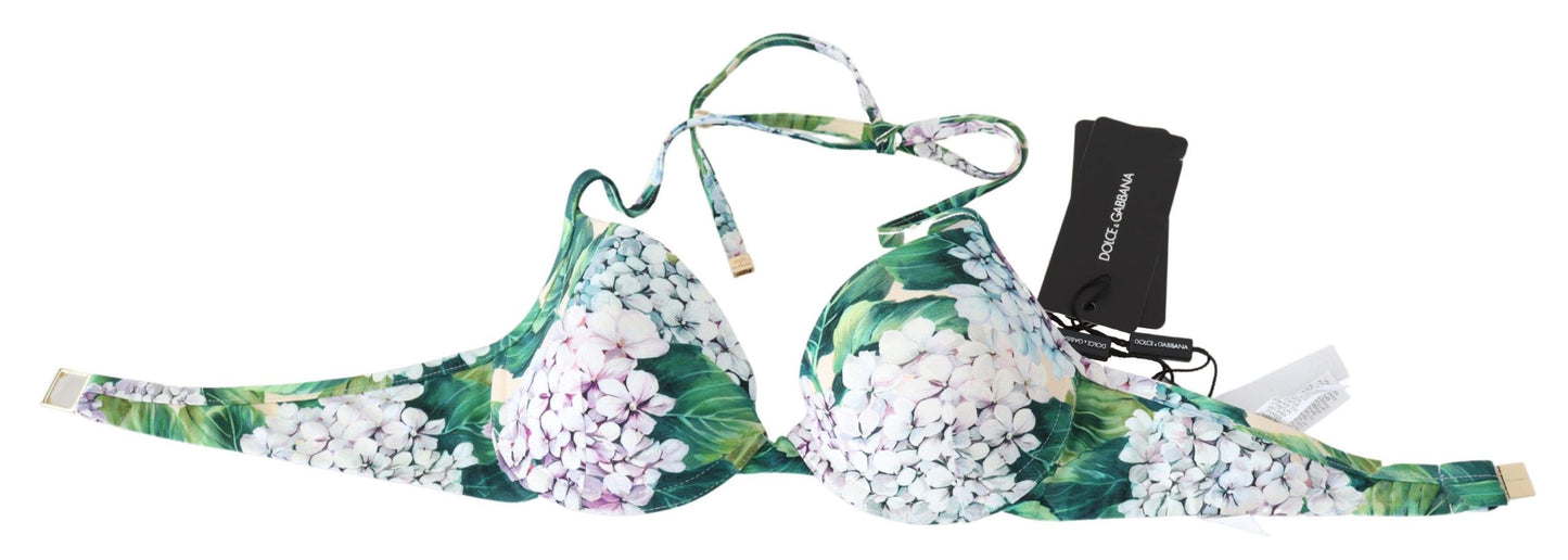 Dolce &amp; Gabbana Multicolor Floral Print Beachwear Mga Bikini Tops