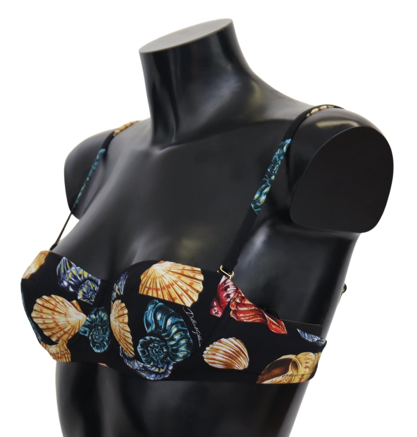 Dolce &amp; Gabbana Black Seashells Print Women Swimwear Bikini Tops