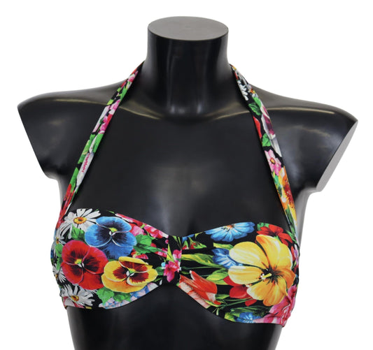 Dolce &amp; Gabbana Multicolor Floral Print Swimwear Bikini Tops