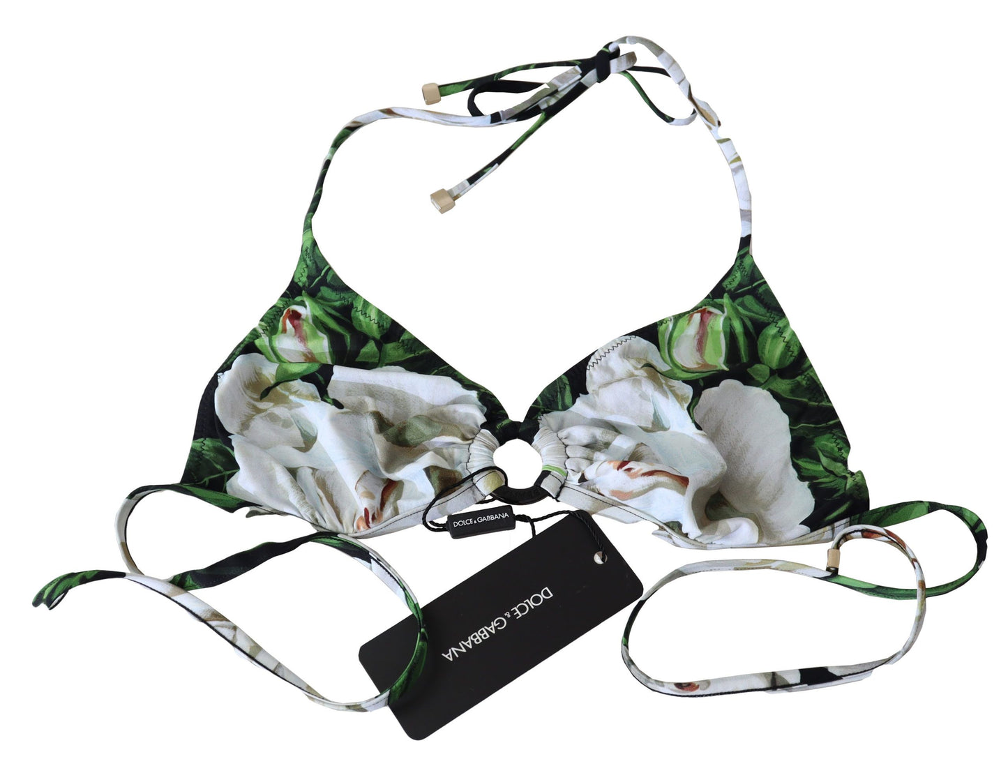 Dolce &amp; Gabbana Multicolor Floral Print Halter Swimwear Bikini Top