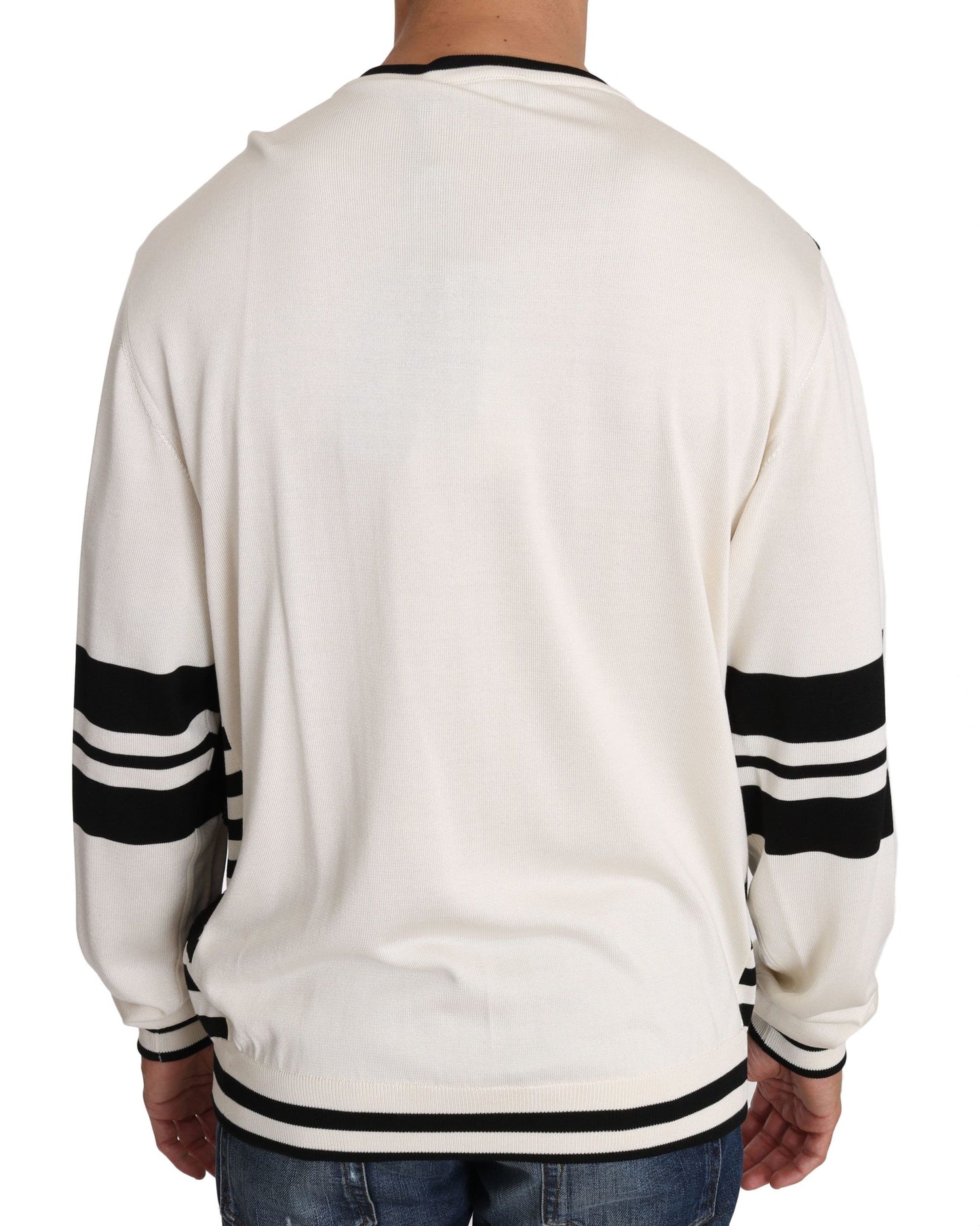 Dolce &amp; Gabbana White Jazz Pailletten-Gitarrenpullover