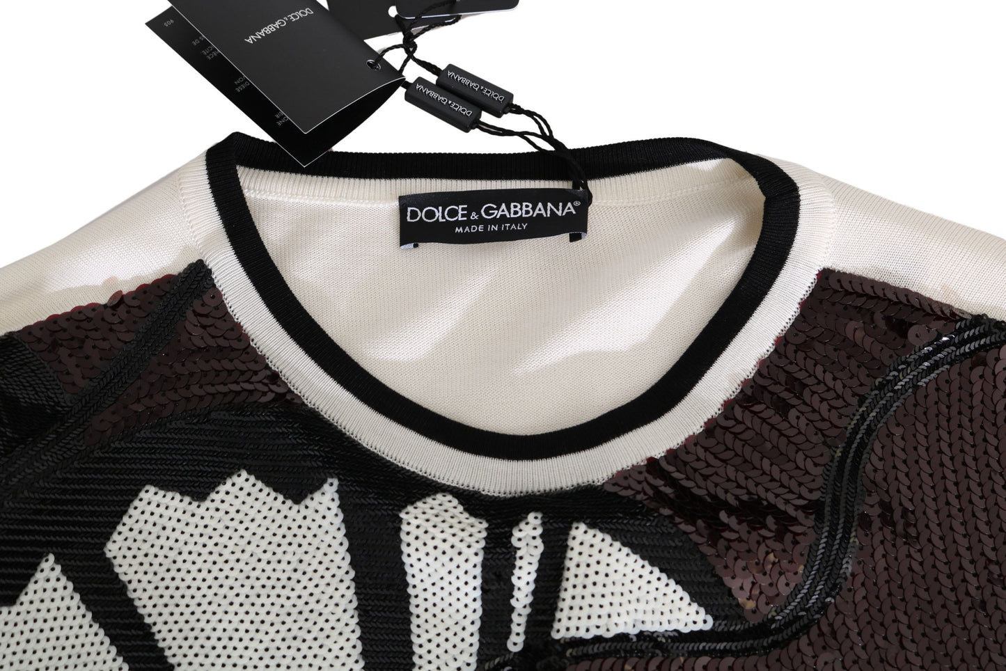 Dolce &amp; Gabbana White Jazz Pailletten-Gitarrenpullover