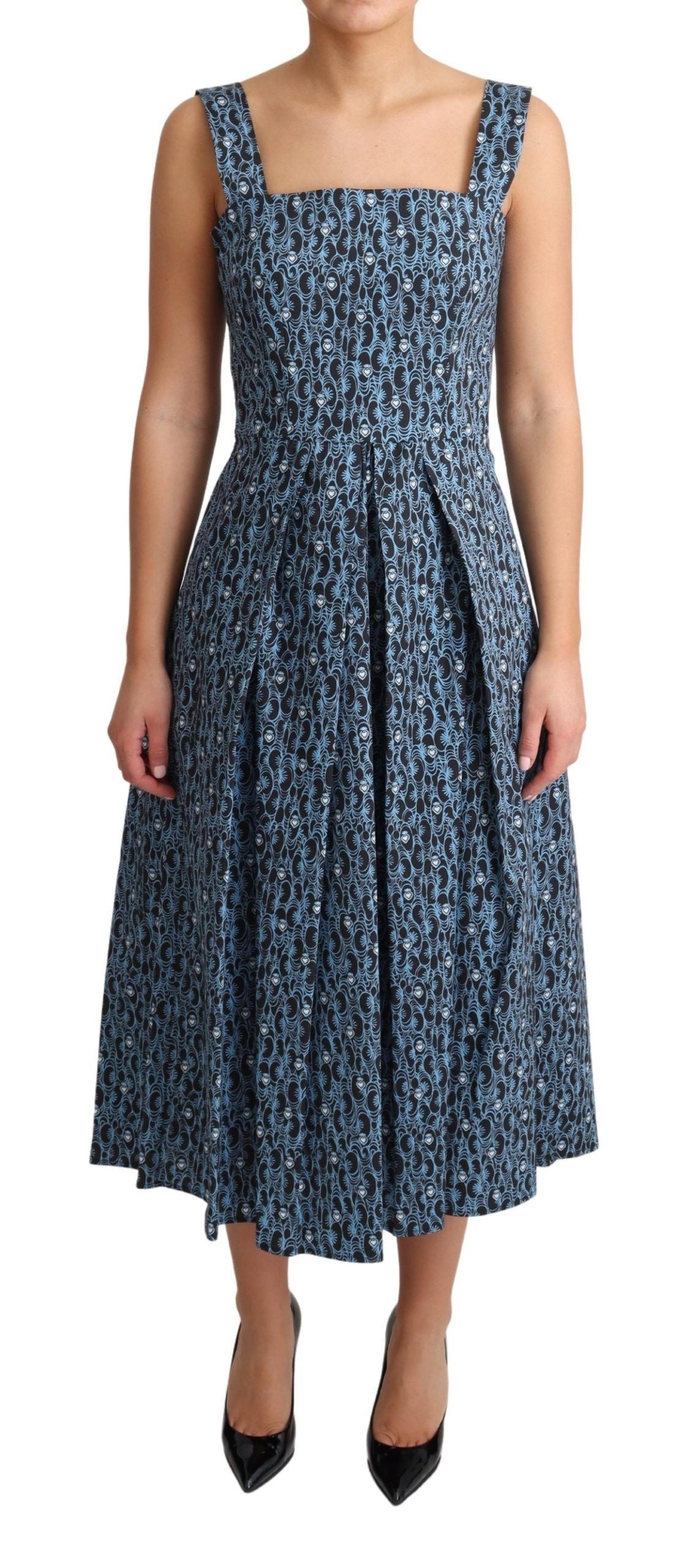 Dolce &amp; Gabbana Blue Heart Cotton A-Line Stretch Dress