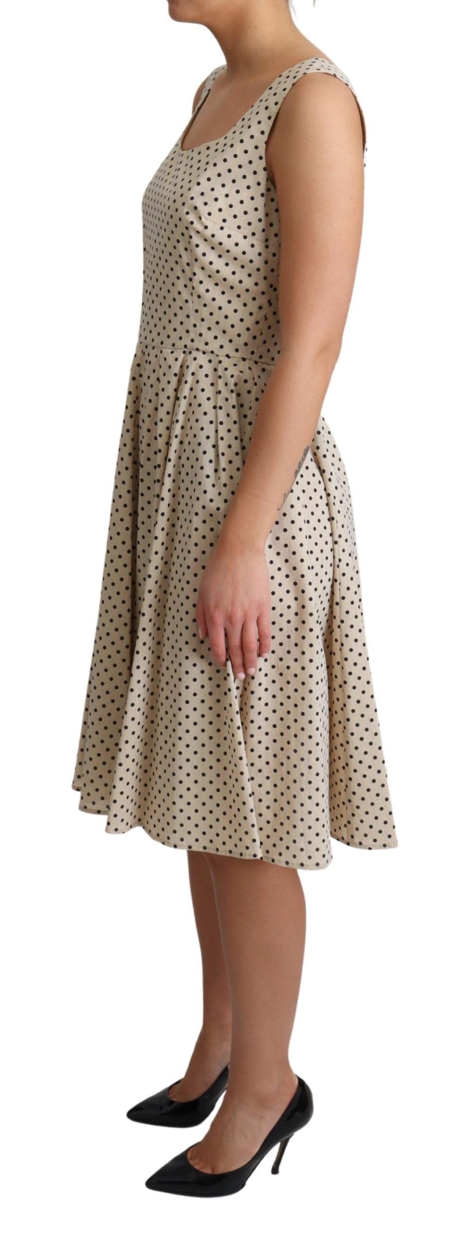 Dolce &amp; Gabbana Beige Polka Dotted Cotton A-Line Dress