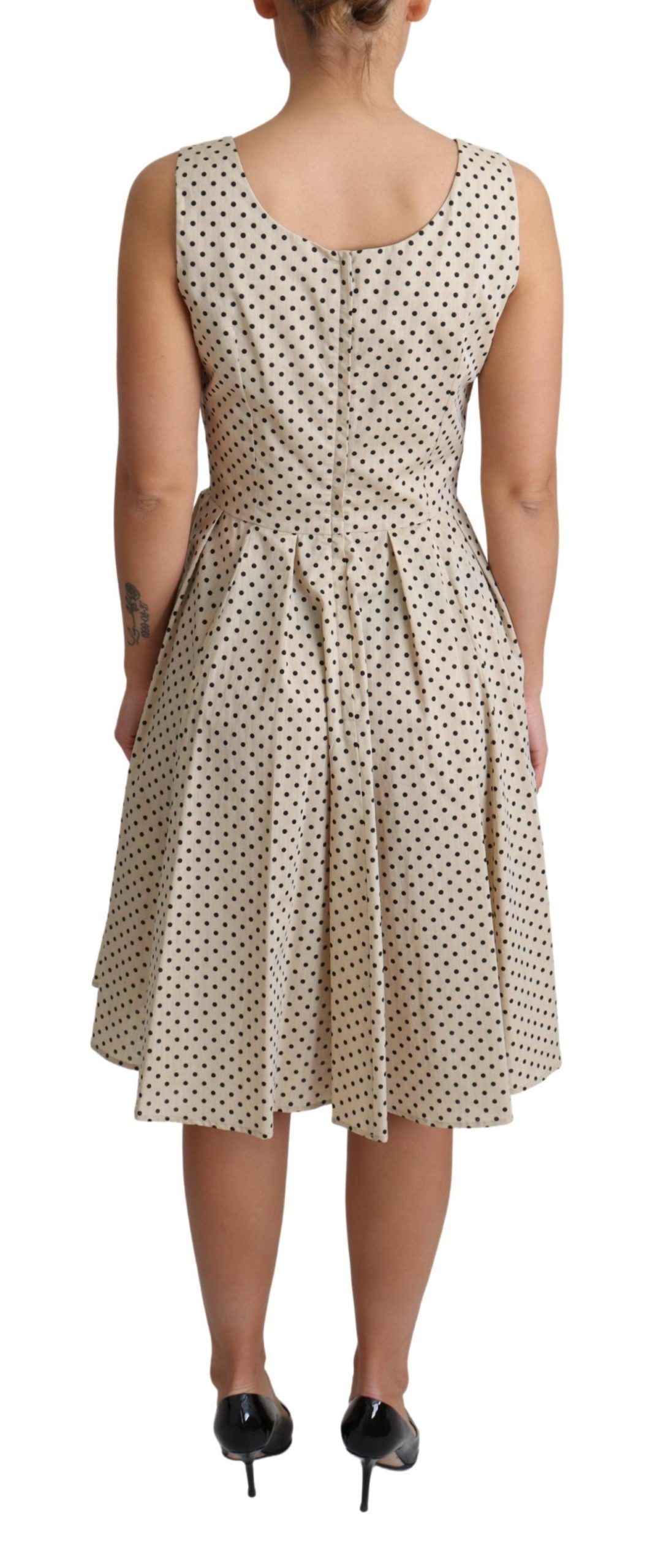 Dolce &amp; Gabbana Beige Polka Dotted Cotton A-Line Dress