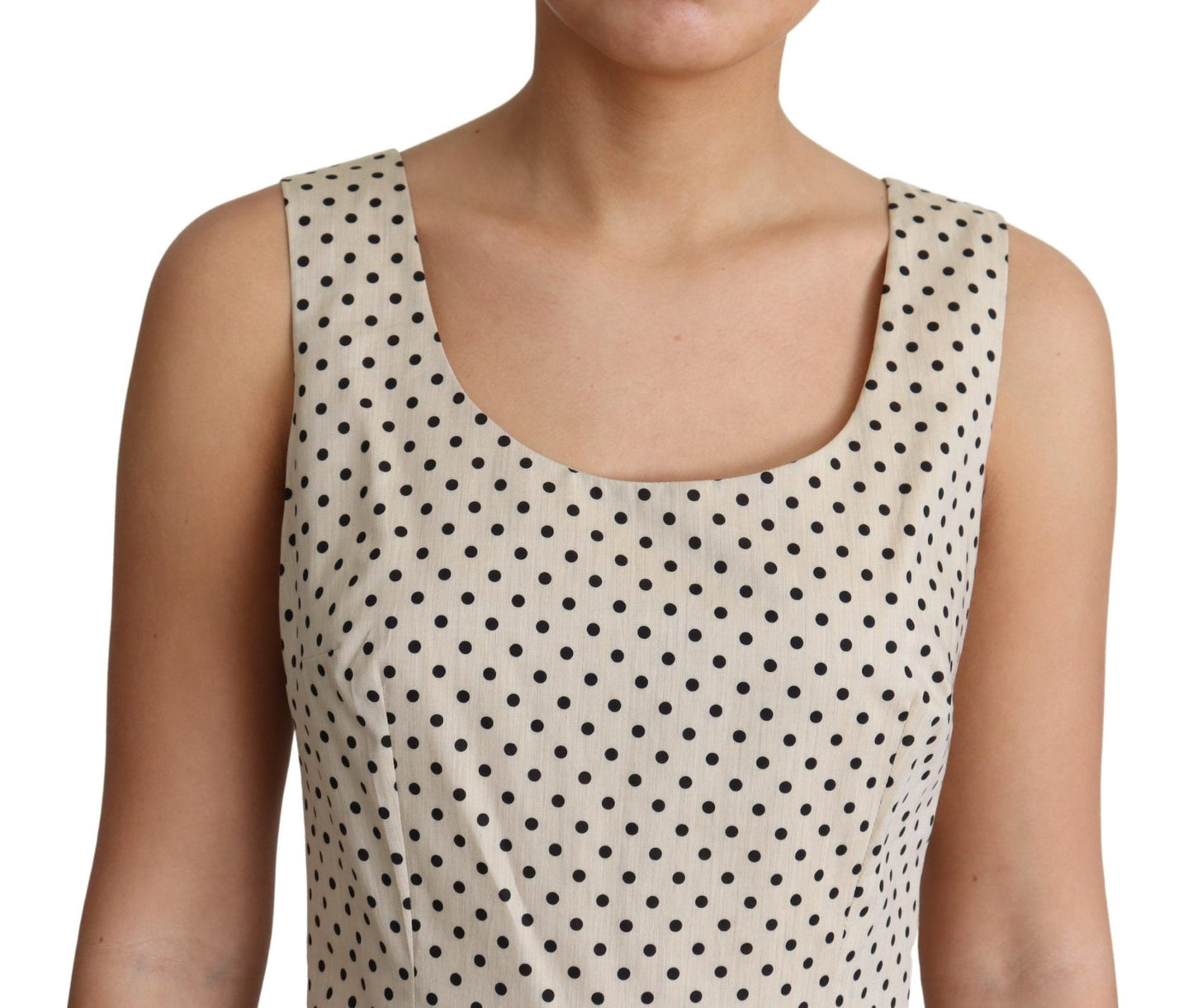 Dolce &amp; Gabbana Beige Polka Dotted Cotton A-Line Dress