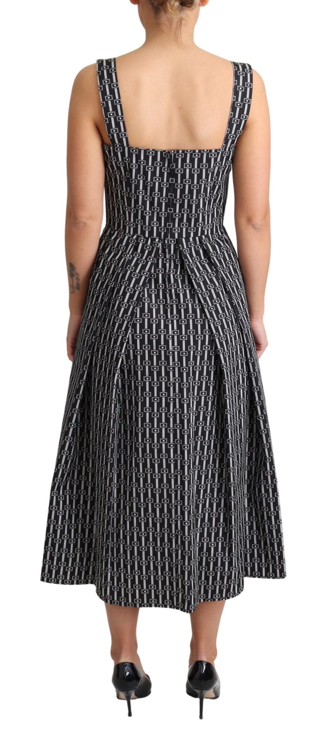 Dolce &amp; Gabbana Black White Pattern na Cotton A-Line na Dress