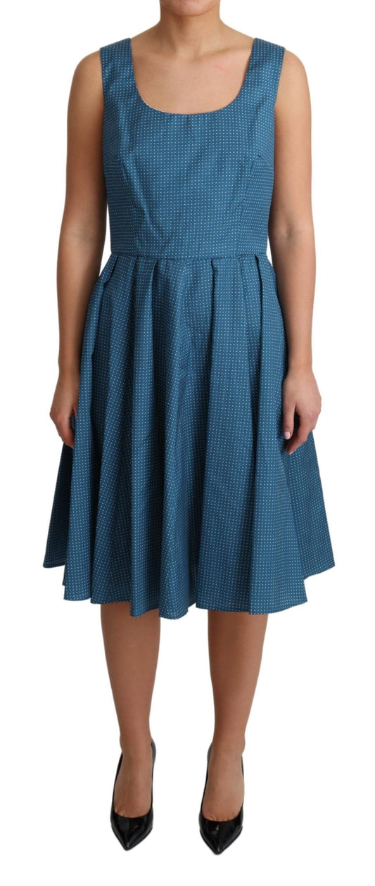 Dolce &amp; Gabbana Blue Polka Dotted Cotton A-Line Dress