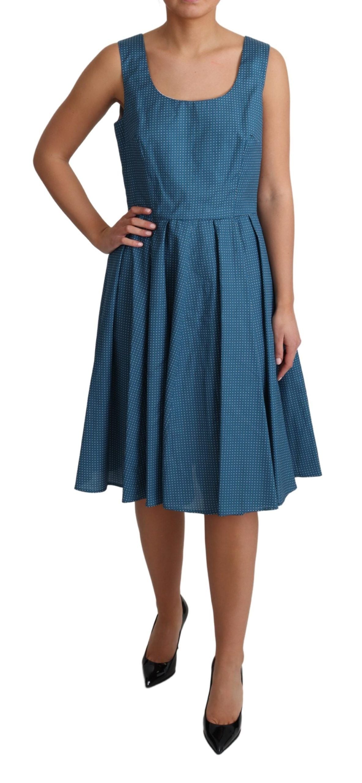 Dolce &amp; Gabbana Blue Polka Dotted Cotton A-Line Dress