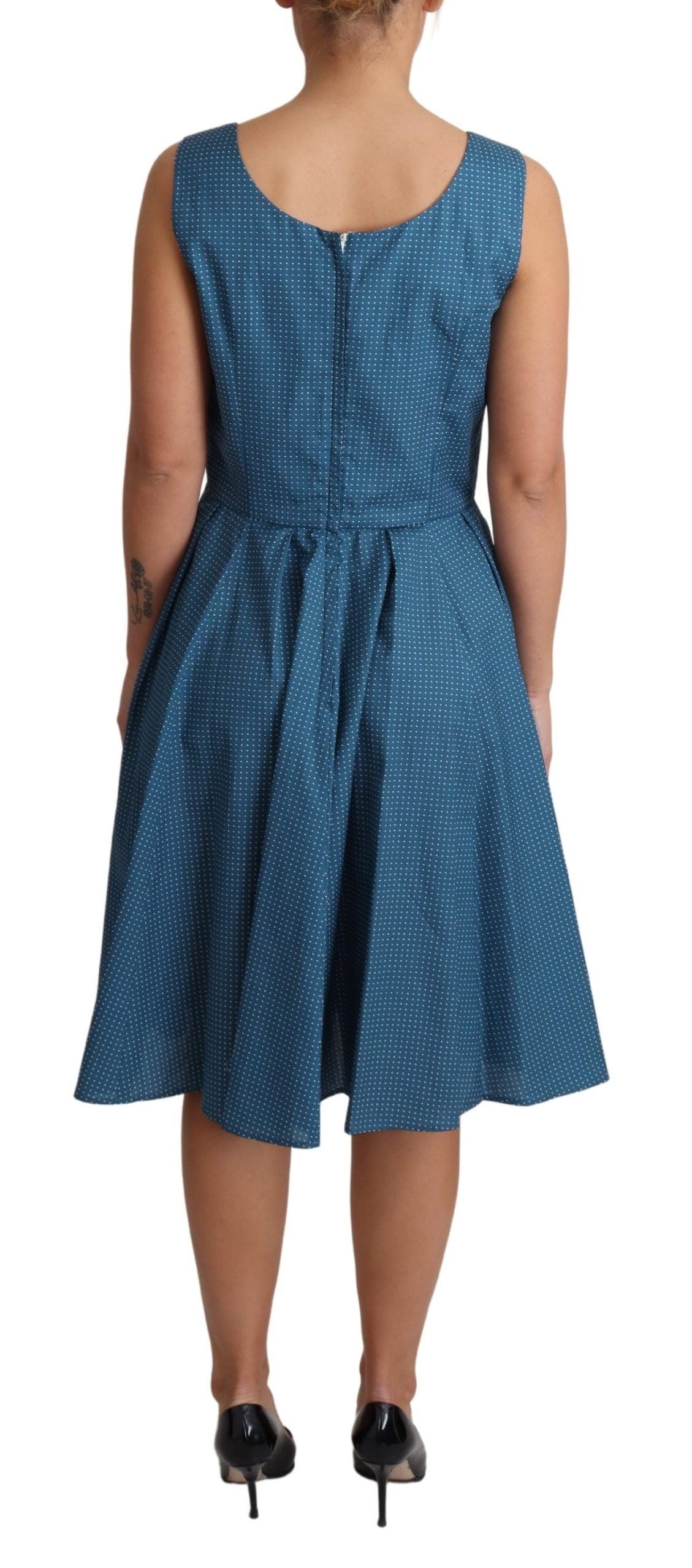 Dolce &amp; Gabbana Blue Polka Dotted Cotton A-Line Dress