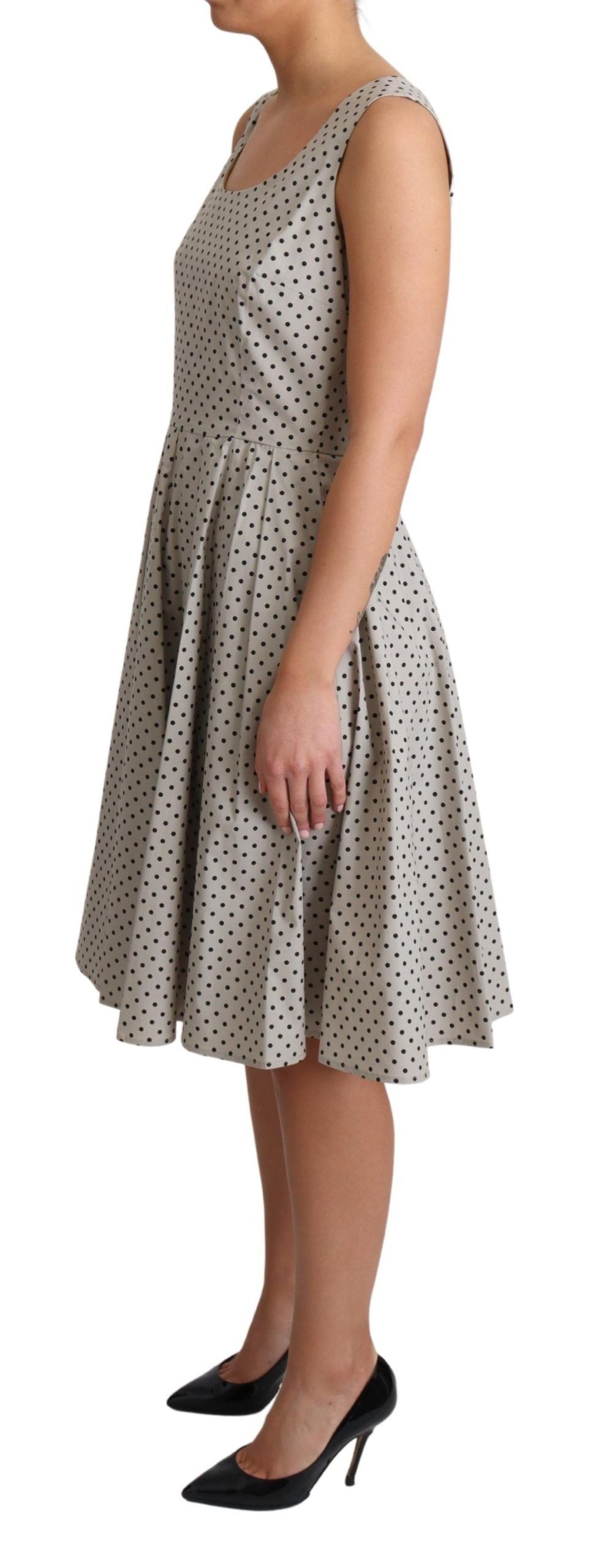 Dolce &amp; Gabbana Beige Polka Dotted Cotton A-Line Dress