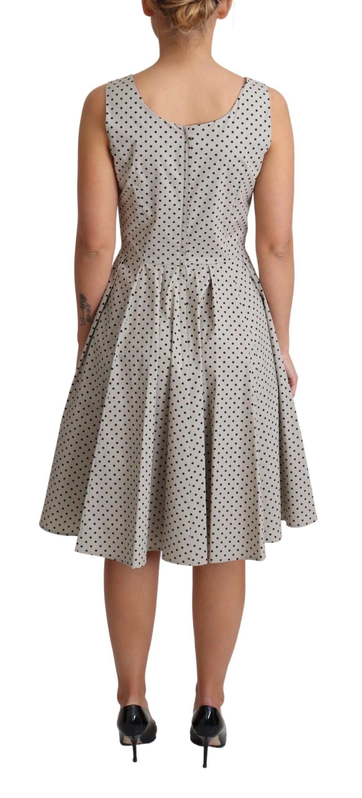 Dolce &amp; Gabbana Beige Polka Dotted Cotton A-Line Dress