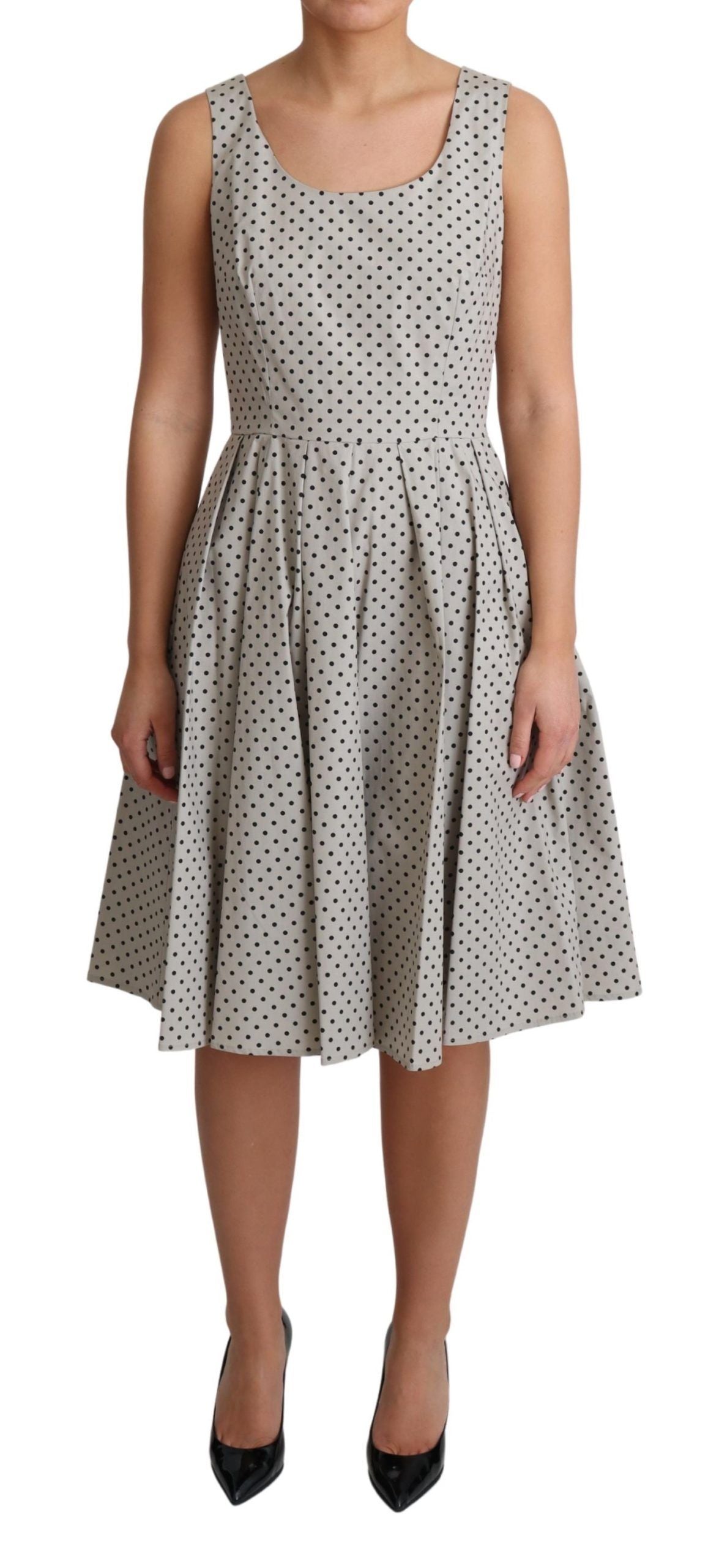 Dolce &amp; Gabbana Beige Polka Dotted Cotton A-Line Dress