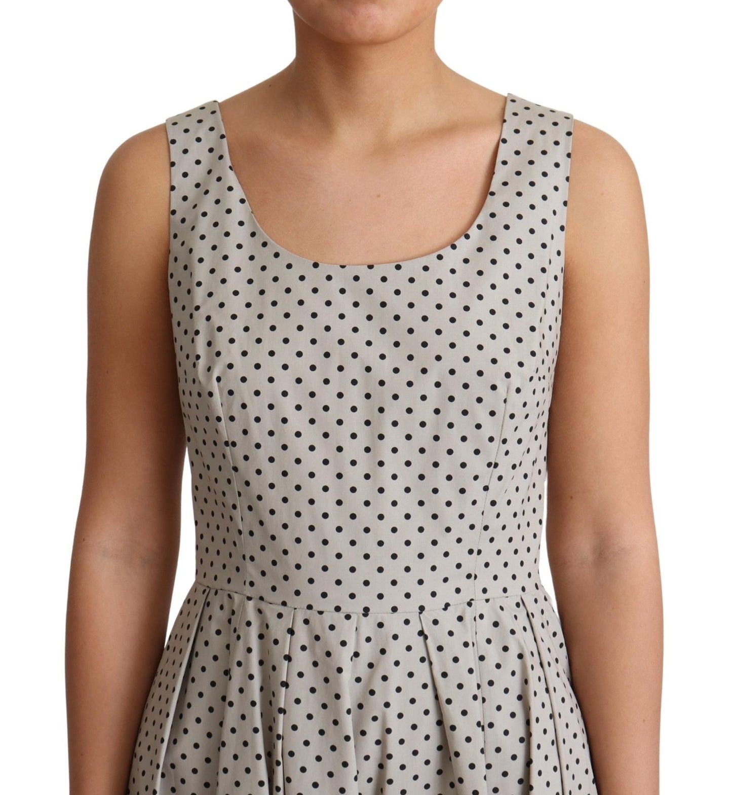 Dolce &amp; Gabbana Beige Polka Dotted Cotton A-Line Dress