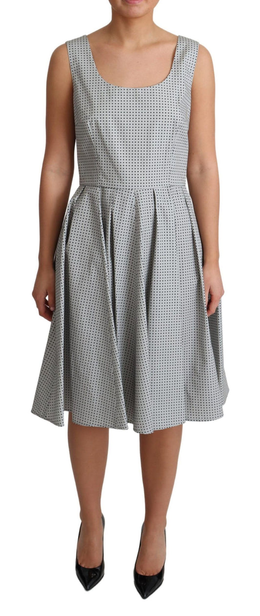 Dolce &amp; Gabbana Grey Polka Dotted Cotton A-Line Dress