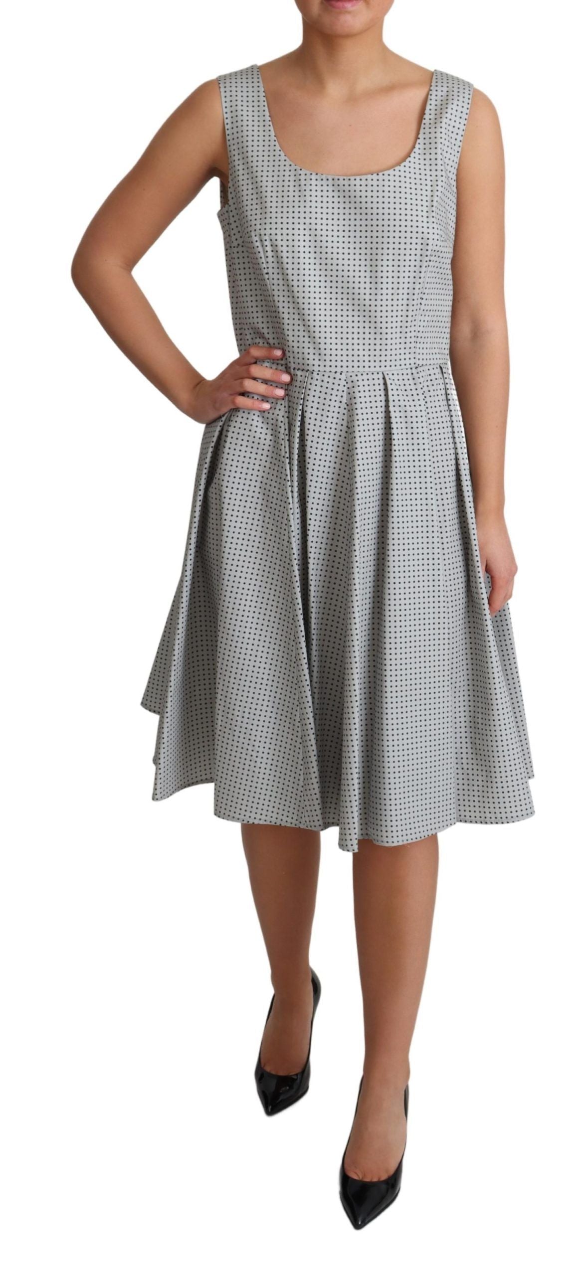 Dolce &amp; Gabbana Grey Polka Dotted Cotton A-Line Dress