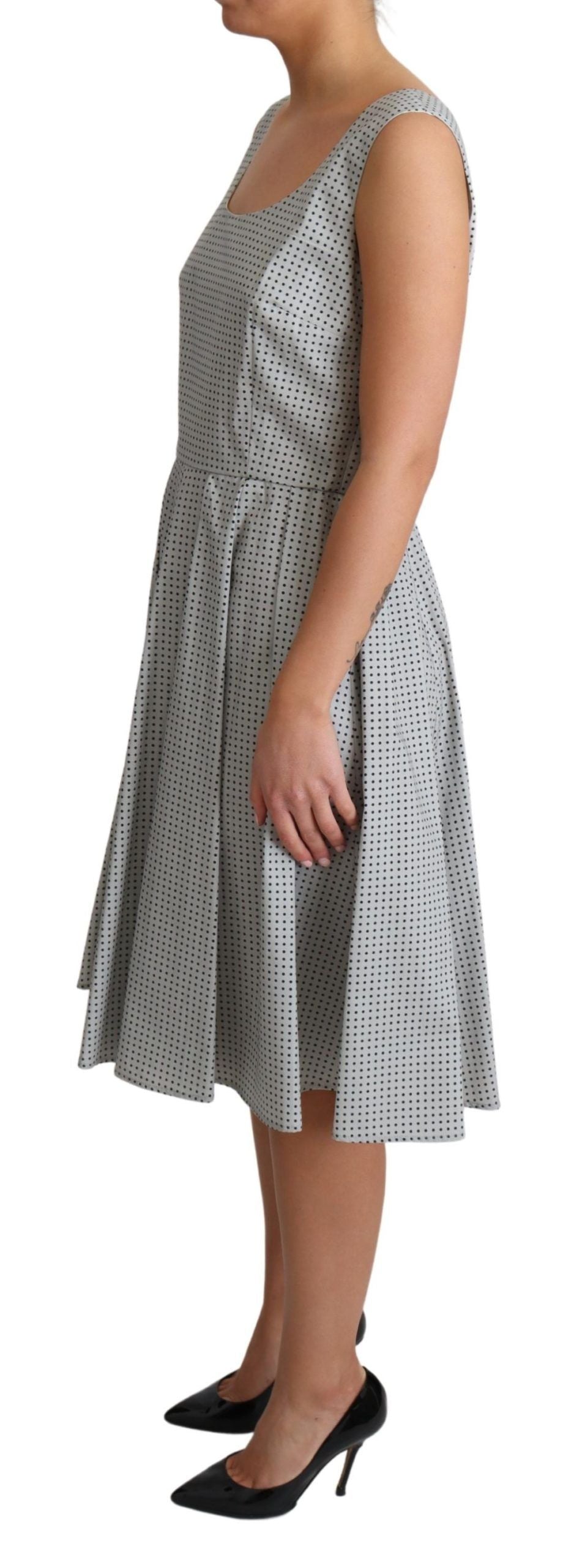 Dolce &amp; Gabbana Grey Polka Dotted Cotton A-Line Dress